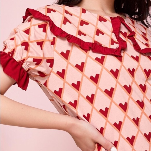 New Pink Collar Nightgown with Red Heart - Picture 5 of 6